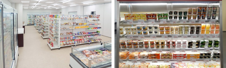 模擬店舗会場の例と専用設備の例