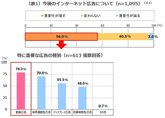 （表1）今後のインターネット広告について
