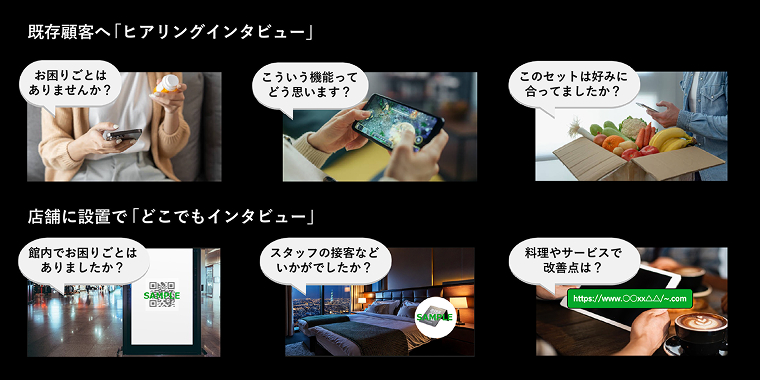 既存顧客へ「ヒアリングインタビュー」、店舗に設置で「どこでもインタビュー」
