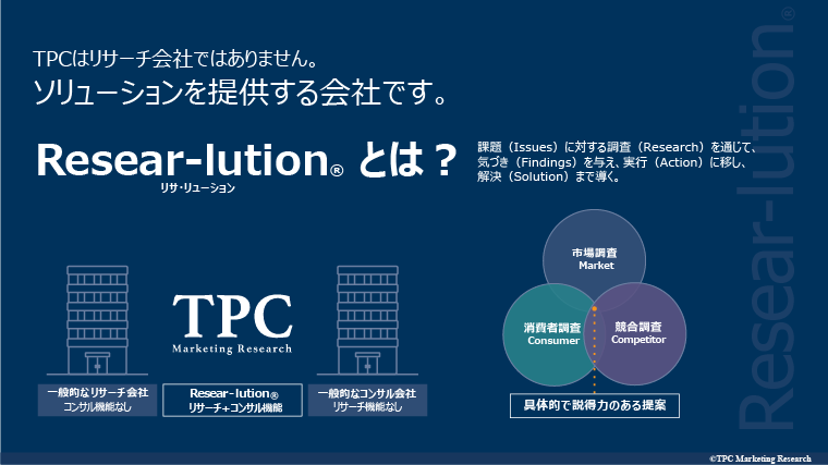 TPCはリサーチ会社ではありません。ソリューションを提供する会社です。