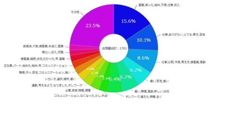 発言内容をカテゴリー化するサマライズイメージ。スコアだけでは見えない、不満や要望の『塊』を特定する。