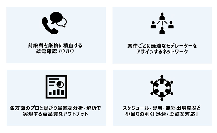 定性調査（国内/海外） 【インタビュー調査、オンラインインタビュー調査、訪問調査等】
